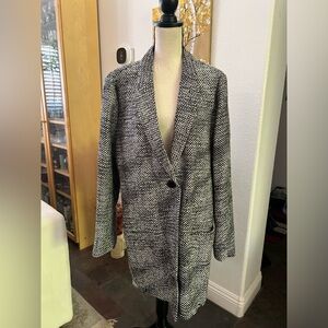 Old Navy - b&w woven fabric wool blend coat